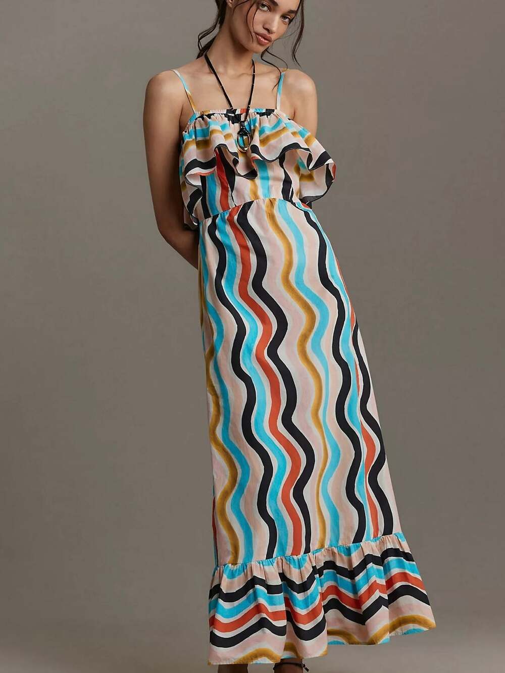 FARM Rio Sleeveless Ruffle Maxi Dress Size M